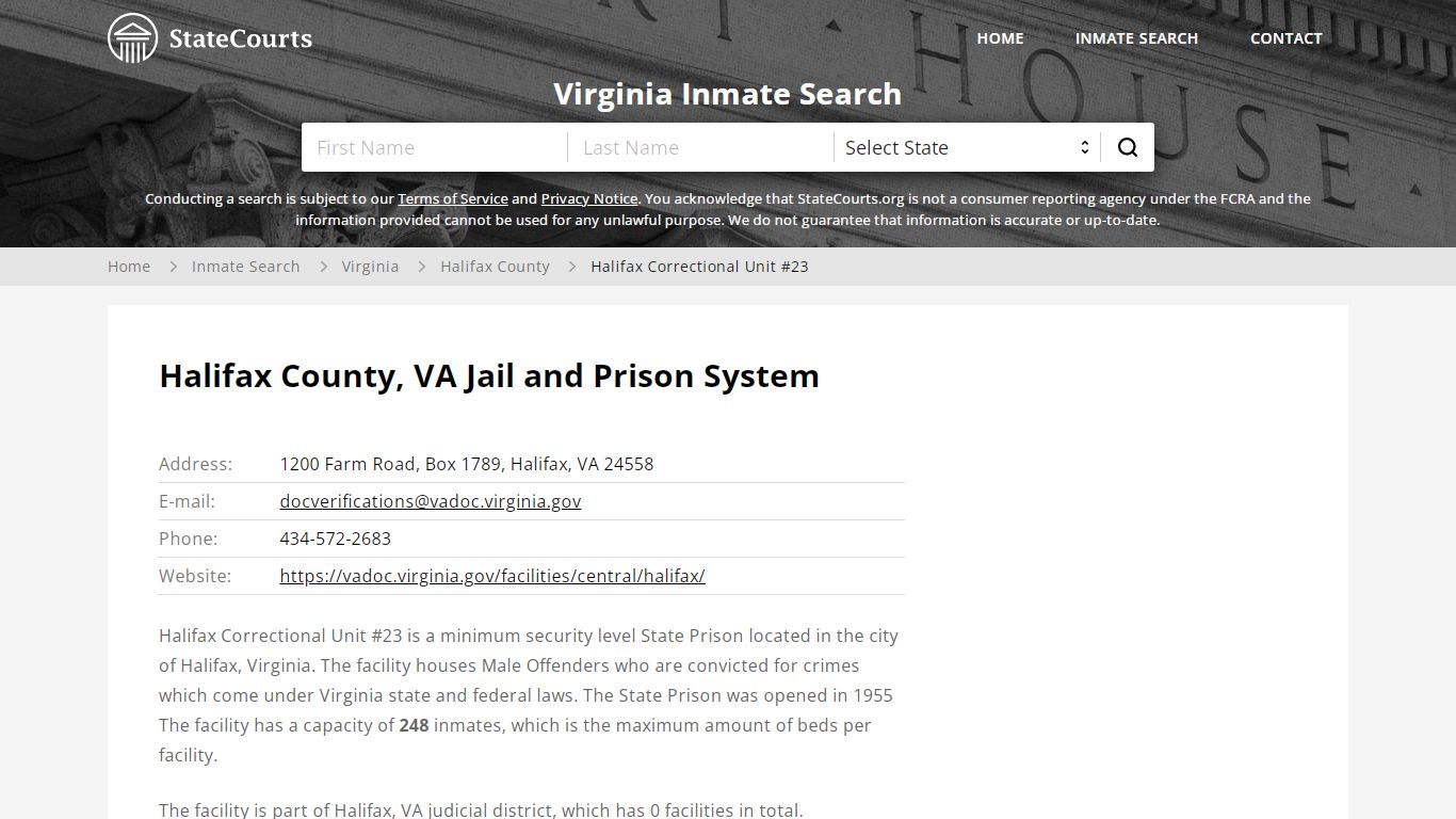 Halifax County, VA Jail and Prison System - State Courts